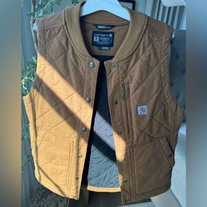 Carhartt Tan Quilted Vest with Logo Patch
